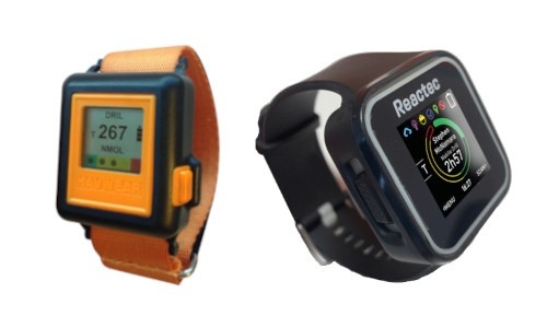 Reactec's third-generation wearable, R-Link (right), replaced HAVWEAR in July 2022.